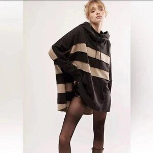 Free People Spotted In Stripe Pullover Dolman Sleeve Sweatshirt Hoodie M